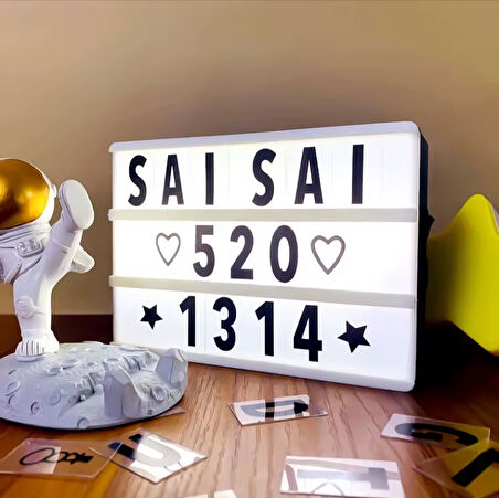 A6 LED Message Light Box 96 Karakter Dekoratif Led Işıklı Mesaj Panosu, Sinematik Mesaj Panosu, Masaüstü ve Duvara Montaj