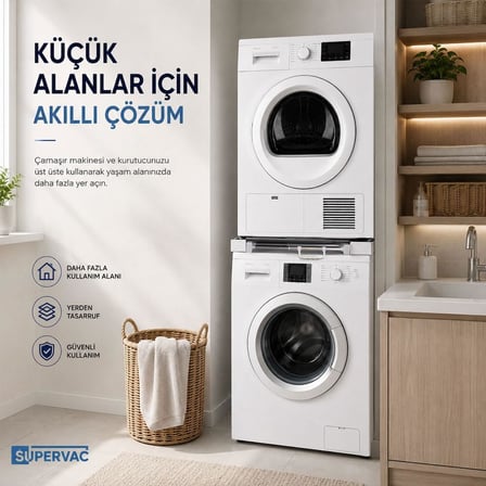 Çamaşır Makinesi Kurutma Makinesi Kayar Raflı İstifleme Kiti Tüm Markalar ile Uyumlu Ayarlanabilir