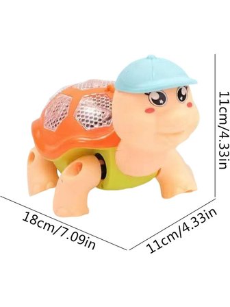 Işıklı ve Müzikli Yürüyen Kaplumbağa Sesli Pilli Bebek Oyuncağı, Emeklemeye Ve Yürümeye Yardımcı 18CM