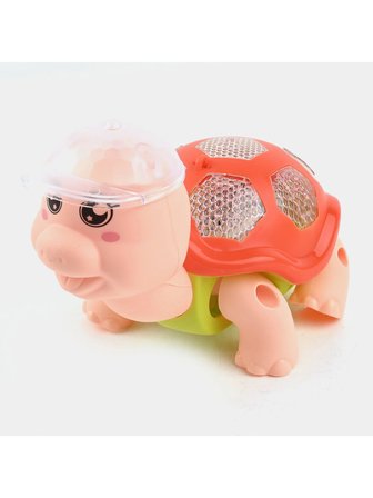 Işıklı ve Müzikli Yürüyen Kaplumbağa Sesli Pilli Bebek Oyuncağı, Emeklemeye Ve Yürümeye Yardımcı 18CM