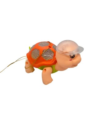 Işıklı ve Müzikli Yürüyen Kaplumbağa Sesli Pilli Bebek Oyuncağı, Emeklemeye Ve Yürümeye Yardımcı 18CM