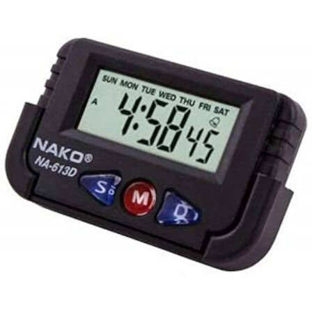 Dijital Masa Saati - Kronometreli Ders Çalışma Saati - Öğrenci Saati - Yapışkanlı Standlı Otomobil Saati ve Kronometre