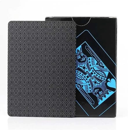 İskambil Kağıdı Destesi Oyun Kartları Su Geçirmez PVC Parlak Siyah Deste 8,7cm x 5,7cm 54'lü (Mavi)