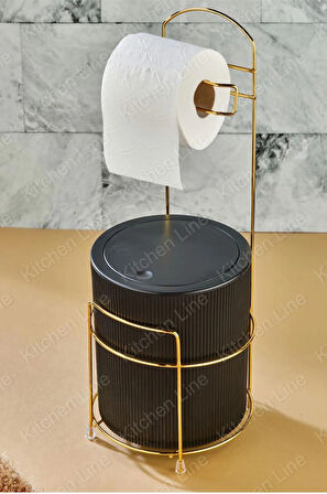 LÜX TUVALET KAĞITLIĞI ÇÖP KOVASI TAKIMI GOLD 
