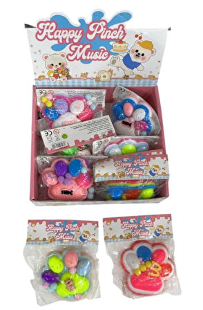 Happy Pinch Music Squishy Squeeze Stres Giderici Pati, Yumuşak Jel Sıkma Oyuncağı, 11CM, Renkli