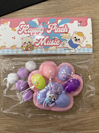 Happy Pinch Music Squishy Squeeze Stres Giderici Pati, Yumuşak Jel Sıkma Oyuncağı, 11CM, Renkli