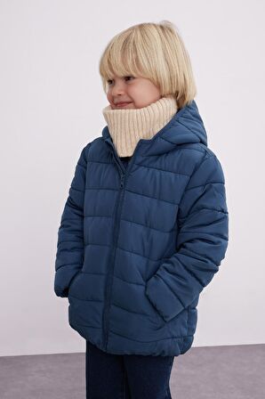 Erkek Bebek Su İtici Kapüşonlu Fermuarlı Şişme Mont