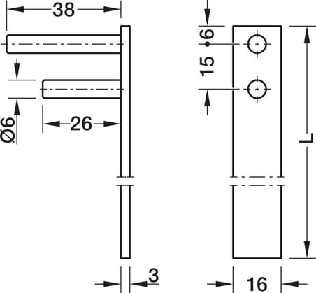 Häfele Merkezi kilitleme çubuğu, Häfele Symo LA, Häfele Symo FM Pro merkezî kilitleme döner - 600 mm
