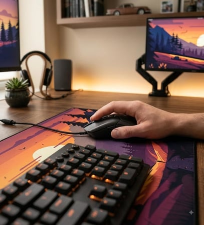 Daytona Kaymaz Taban Dikişli Mousepad Manzara Desenli Oyuncu Gaming Mouse Pad 30x70 CM