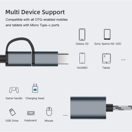 4901 USB 3.0 OTG To Type-C Micro USB Data Şarj Çevirici Dönüştürücü Adaptör