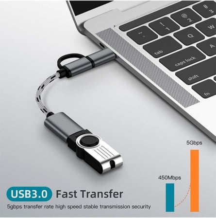 4901 USB 3.0 OTG To Type-C Micro USB Data Şarj Çevirici Dönüştürücü Adaptör