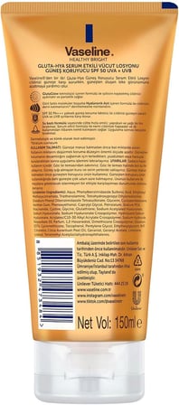 Gluta-Hya Serum Etkili Vücut Losyonu Güneş Koruyucu 150 Mililitre