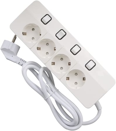 Yamatik Akım Korumalı Grup Priz, 4’lü Ayrı Anahtarlı, 1.5 Metre Kablolu, 4000w, 16 Amper, Çocuk Korumalı, Ups Uyumlu, Elektronik Ürünlerde Tam Koruma, Termal Koruma Sigortalı, Topraklı