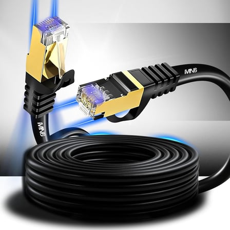 M109F Cat7 Kablo 15 Metre/BAKIR Tel-10Gbps-50 Mikron Altın Kaplama/15 Metre Cat7 Ethernet Kablosu (M109F CAT7, SIYAH, 15 METRE)