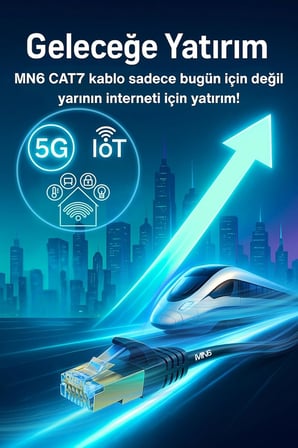 M109F Cat7 Kablo 15 Metre/BAKIR Tel-10Gbps-50 Mikron Altın Kaplama/15 Metre Cat7 Ethernet Kablosu (M109F CAT7, SIYAH, 15 METRE)