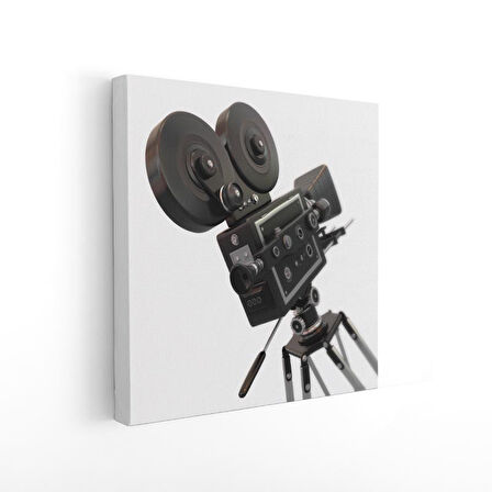 Retro Sinema Kamerası Profesyonel Çekim Vintage Kanvas Tablo