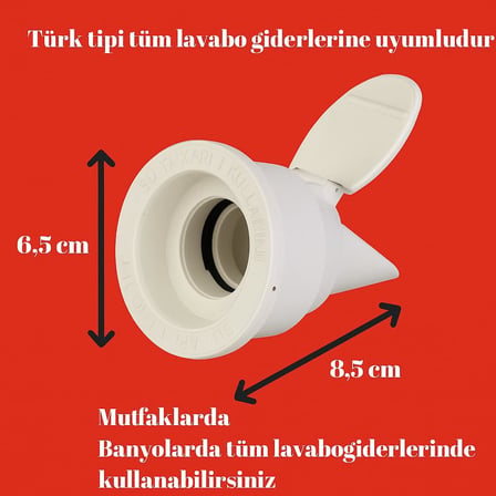 3'lü Set Lavabo ve Eviye Gideri Çekvalfli Adaptör Conta, Ø50mm, Koku Önleyici, Su Sızdırmaz