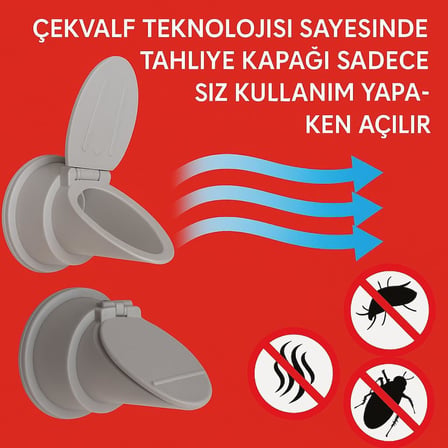 3'lü Set Lavabo ve Eviye Gideri Çekvalfli Adaptör Conta, Ø50mm, Koku Önleyici, Su Sızdırmaz