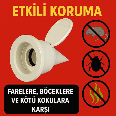 3'lü Set Lavabo ve Eviye Gideri Çekvalfli Adaptör Conta, Ø50mm, Koku Önleyici, Su Sızdırmaz