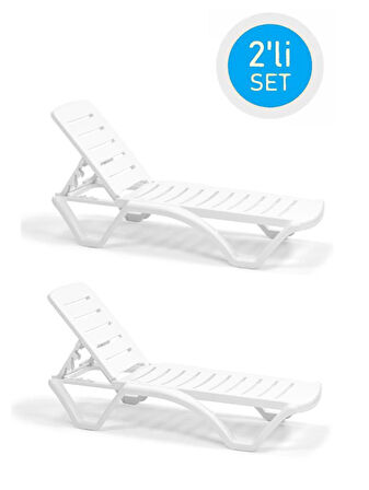 Omnipazar SY-2537 Beyaz Elite Plaj Havuz Şezlong 