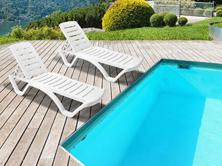 Omnipazar SY-2537 Beyaz Elite Plaj Havuz Şezlong 