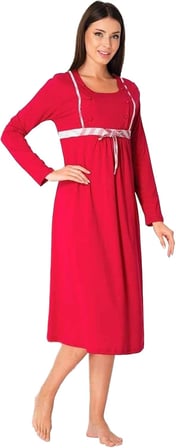 Bestin Kadın Vişne Hamile Lohusa Gecelik, 2XL, D8083EF-86D0018320054