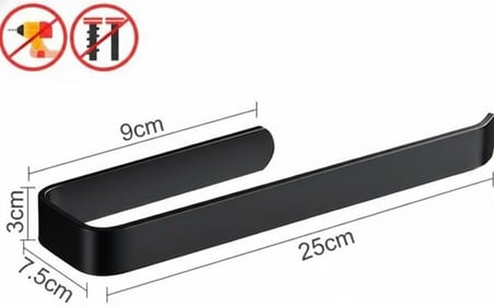 Siyah Yapışkanlı Solo Peçetelik ve Havluluk – Paslanmaz Metal Lüks Tasarım Kağıt Havlu Askısı, Delmeden Montajlı Mutfak ve Banyo Peçete Tutucu