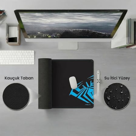 Aula MP-XL 90x40cm Kaymaz Tabanlı Gaming Oyuncu Mousepad Siyah