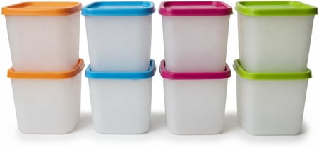 Alaska 8'li Derin Dondurucu Saklama Kabı Seti - 380 ml Kar Tanesi Desenli Erzak Kabı - Kırılmaz Esnek Yapı, BPA Free (4 Renk x 2 Adet)