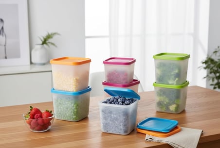 Alaska 8'li Derin Dondurucu Saklama Kabı Seti - 380 ml Kar Tanesi Desenli Erzak Kabı - Kırılmaz Esnek Yapı, BPA Free (4 Renk x 2 Adet)