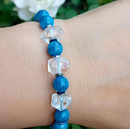 2372 Kristal Kuvars Apatit Hematit Necef el yapımı bileklik