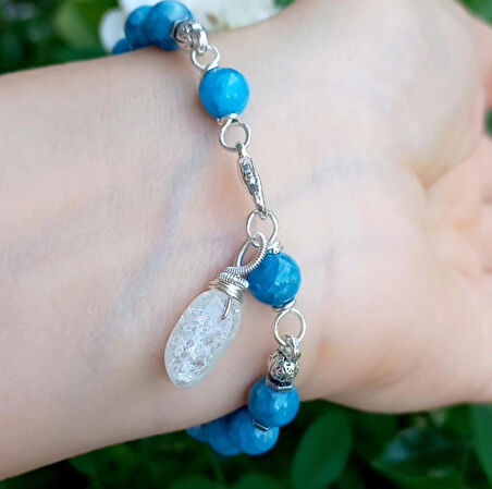 2372 Kristal Kuvars Apatit Hematit Necef el yapımı bileklik