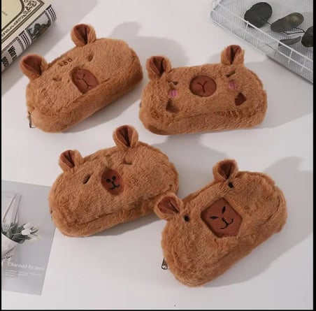 Capybara Kalem Kutusu Kapibara Kalemlik Büyük Kapasiteli Pofuduk Makyaj Çantası Geniş Büyük Boy, Kozmetik Organizatör Sevimli, Okul Malzemeleri için Kahverengi (1 Adet)