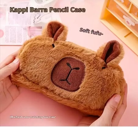 Capybara Kalem Kutusu Kapibara Kalemlik Büyük Kapasiteli Pofuduk Makyaj Çantası Geniş Büyük Boy, Kozmetik Organizatör Sevimli, Okul Malzemeleri için Kahverengi (1 Adet)