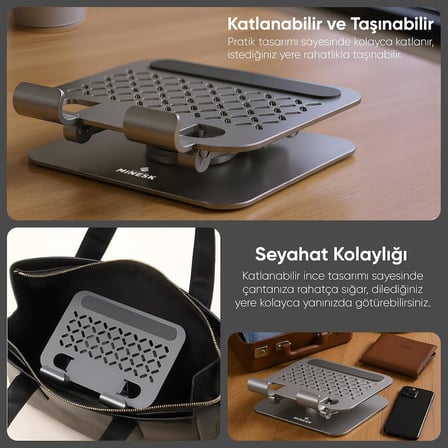 Minesk Tablet Standı 360 Derece Dönebilen Katlanabilir Ergonomik Tablet Tutucu