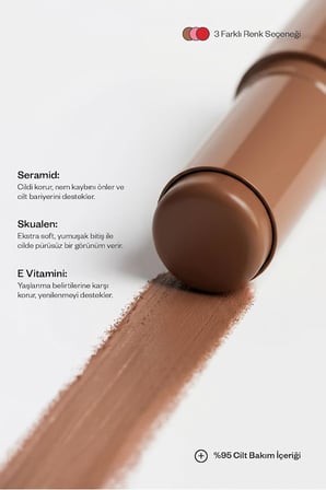 KISS'N BLUSH · Allık, Ruj, Göz Farı · Nemlendirici 3in1 · Ceramide Skualen Vitamin E (Souffle)