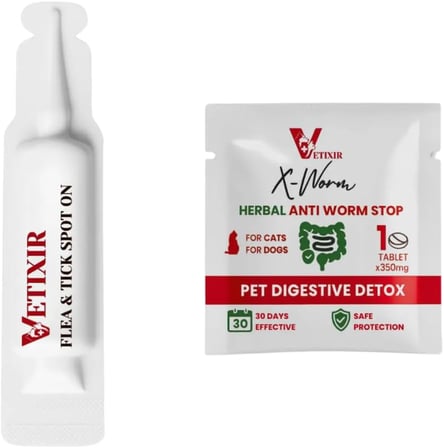 2'Li Set Kedi Ve Köpek İç Dış Anti Parazit Bitkisel 1 Damla Ve 1 Tablet Paketi