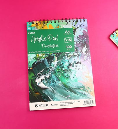 A4 Spiralli Akrilik Sketchbook Resim Defteri, 300gr, 15 Yaprak