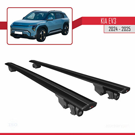 Kia EV3 2024-2025 Arası ile Uyumlu HOOK Model Ara Atkı Tavan Barı Siyah 2 Adet