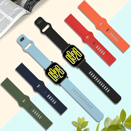 22mm Kordon Şirketli Xiaomi Redmi Watch 5 Active Kordon/Redmi Watch 5 Lite Kayışı Siyah Silikon Spor Değiştirme Bantları (Gözleme yok)