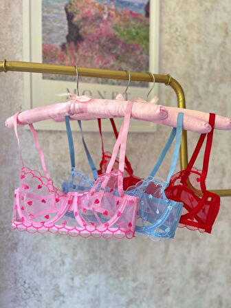 Kalp Desenli Sütyen Takımı Bralet Set