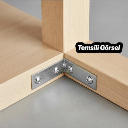 (25 ADET) Metal Köşebent 40x40x15 mm İnce L Demiri Gönye Mobilya Duvar Sabitleme Bağlantı Aparatı