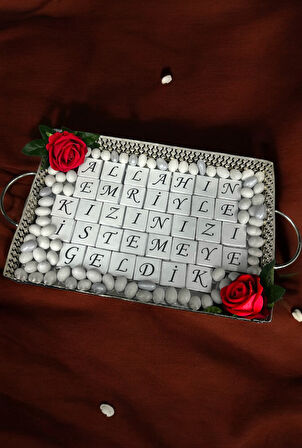 Glow Kız İsteme Çikolata ve Kız İsteme Çiçeği Seti gümüş