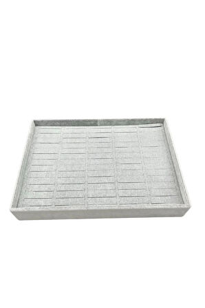 Yerli Üretim Süet Kumaş Gri Renk 34/24 Cm Batırmalı Çekmeçe Içi Bileklik Kelepçe Tablası