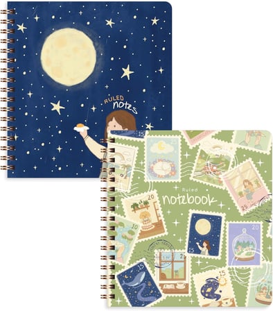 15x16 Spiralli Karton Kapak 2'li Çizgili Not Defter Seti - Ay