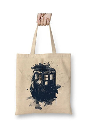 Doctor Who Tardis Splash Style Bez Çanta Uzun Saplı Alışveriş Çantası Plaj Çantası