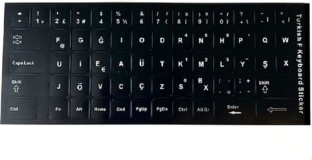 F Klavye Sticker Türkçe Klavye Yapışkan Harf Dizilimi Siyah, Standart, DRWLFSKT, SİYAH, Erkek