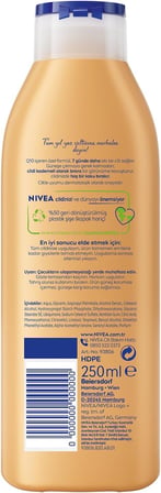 NIVEA Q10 Sıkılaştırıcı Ve Bronzlaştırıcı Vücut Losyonu 250ml, Kademeli Doğal Bronzluk, 7 Günde Sıkı Cilt, Açık ve Buğday Tenli Ciltler