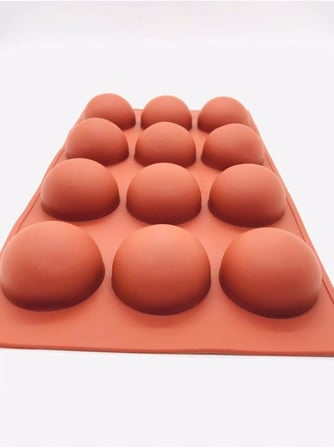 Siliko World Yarım Küre 12'li Silikon Kek Pasta Buz Kalıbı Ürün 4,5Cm, Kahverengi