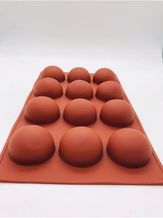 Siliko World Yarım Küre 12'li Silikon Kek Pasta Buz Kalıbı Ürün 4,5Cm, Kahverengi